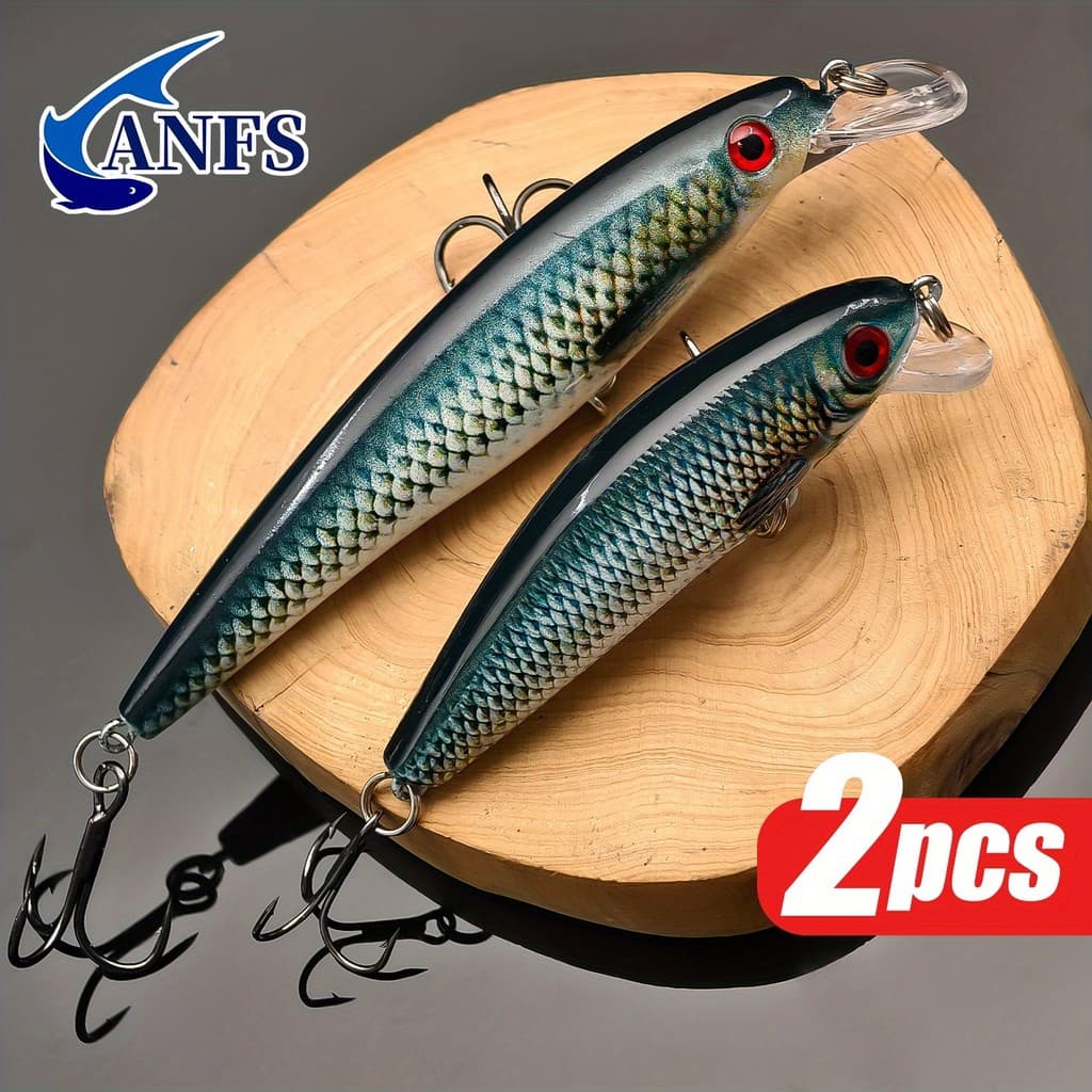 2 ชิ้นที่มีสีสัน Sinking Minnow เหยื่อตกปลา-Realistic Design เหยื่อประดิษฐ์รูปแบบVibrant สําหรับตกปลาน้ําจืดน้ําเค็ม รูปที่ 5