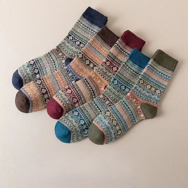FHS ถุงเท้าแฟชั่น สไตล์เรโทรสำหรับผู้ชายและผู้หญิง รูปที่ 3