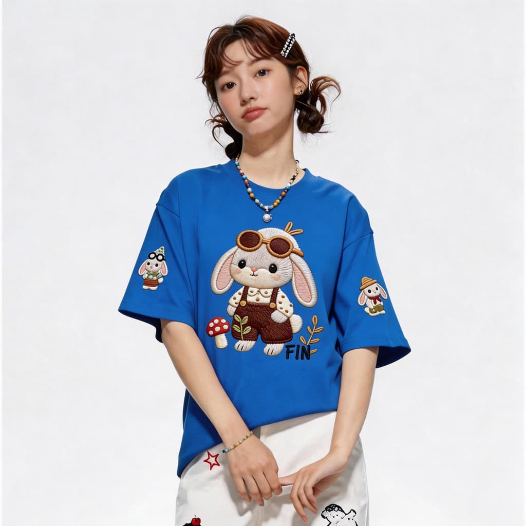 TEE·SHOPเสื้อยืด oversize เสื้อเท่ๆ เกาหลี "Rabbit2" ไม่หดตัว เสื้อแฟชั่นใ เกาหลีสไตล์ พิมพ์ลาย ผ้านิ่มใส่สบาย COD รูปที่ 6