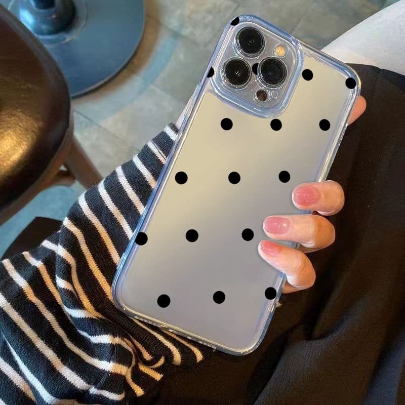 สินค้า ! เคสจุดดำ “Black Polka Dot” เคส iPhone17 16 15 Pro Max 14 13 12 11 XS 8 7 เคสจุดดำสไตล์คลาสสิก เคสขอบโ รูปที่ 2