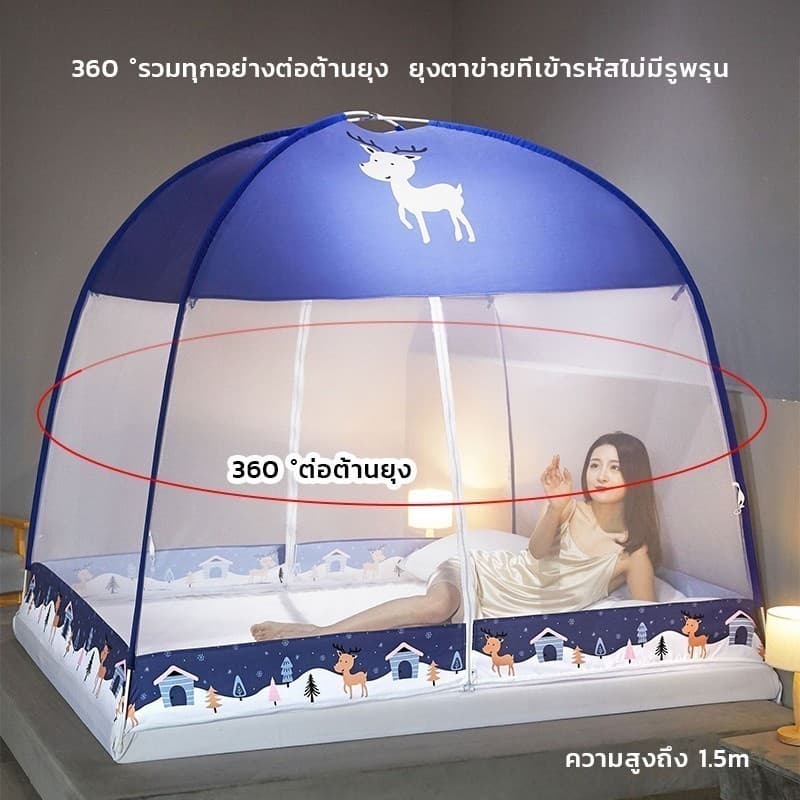 CORNER มุ้งกันยุง 2 ประตู มุ้งเดี่ยว/ใหญ่/ใหญ่พิเศษ ป้องกันยุง ติดตั้งง่าย พับเก็ 4/5/6ฟุตสินค้าขายดี มีราคาส่ง รูปที่ 8