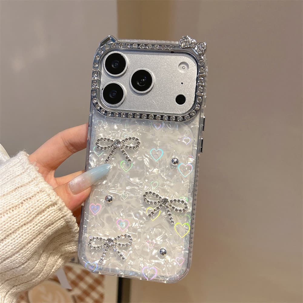 เหมาะสําหรับ iPhone 17 Promax 3D Bow ShellรูปแบบGradient Loveเคสโทรศัพท์Iphone 16 Girl Bow 15 14 13 12 11 Pro Max Soft Edge anti drop Cover รูปที่ 2