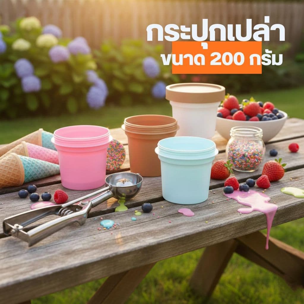 กระปุกครีมเปล่า กระปุกไอติม ขนาด 200 กรัม กระปุกพลาสติก PP กรีกโยเกิร์ต by innotrend รูปที่ 1