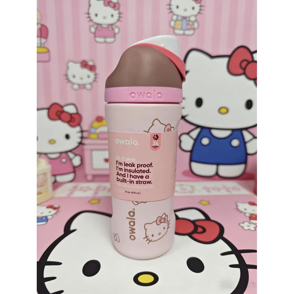 Hello Kitty x Owala FreeSip 16oz ขวดน้ําสแตนเลสรุ่น Limited Edition – แก้วน้ํากันรั่วพร้อมหลอดในตัว, ฉนวนติดผนังสองชั้นสําหรับเล่นกีฬา, โรงเรียนและการเดินทาง, ปลอดสาร BPA รูปที่ 8