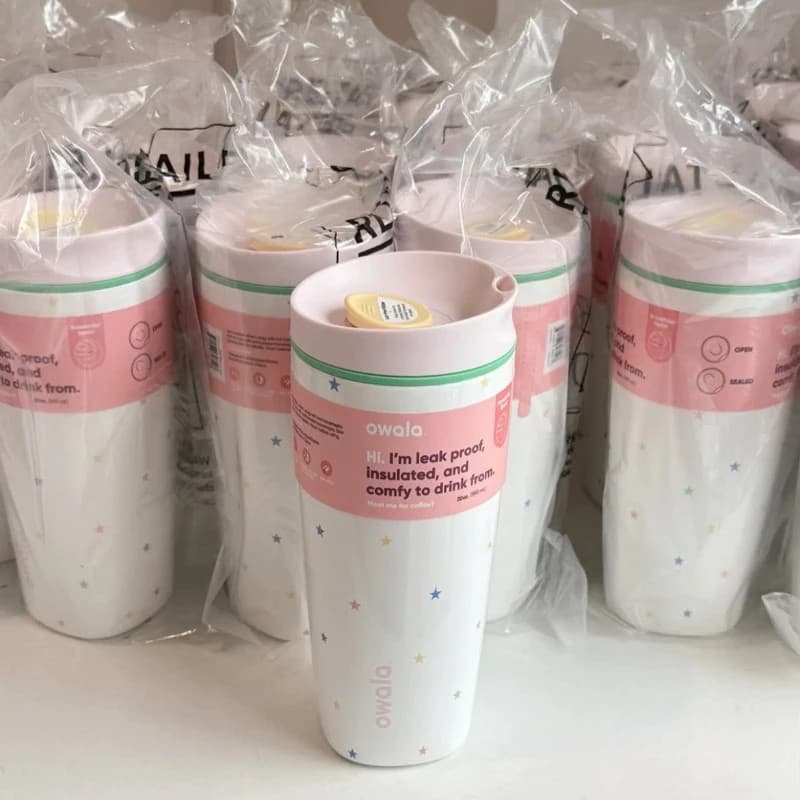 Owala SmoothSip Slider 20oz Tumbler พร้อมแก้วฉนวนด้านในเซรามิกพร้อมฝาปิด Slider No-Spill สําหรับกาแฟร้อน & Iced Latte รูปที่ 1