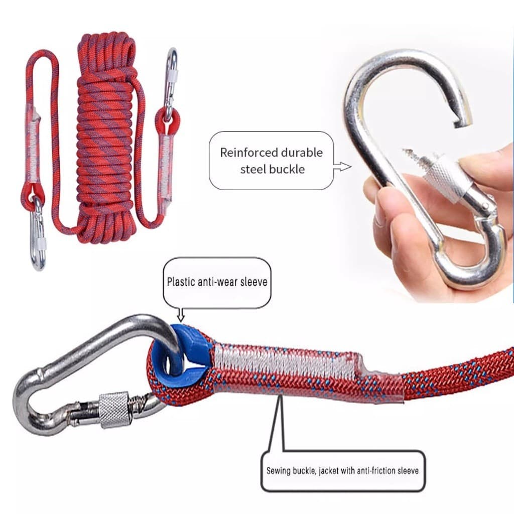 10m/40m เชือกโรยตัว เชือกปีนเขา อุปกรณ์ปีนเขา อุปกรณ์โรยตัว Climbing Rope w/ Hook High Strength Emergency Safety Fire รูปที่ 5