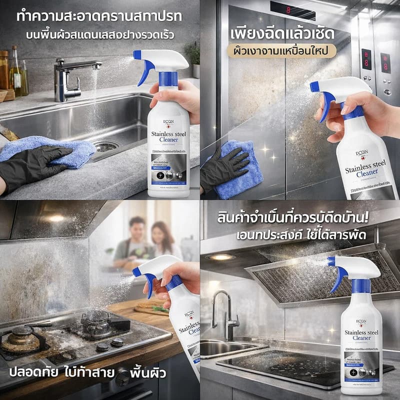 น้ำยาทำความสะอาดสเตนเลสสำหรับอุปกรณ์ในบ้านและห้องน้ำ ผลิตภัณฑ์ขจัดคราบมหัศจรรย์ที่ทำให้ประตูสเตนเลสของลิฟต์เงางาม รูปที่ 6