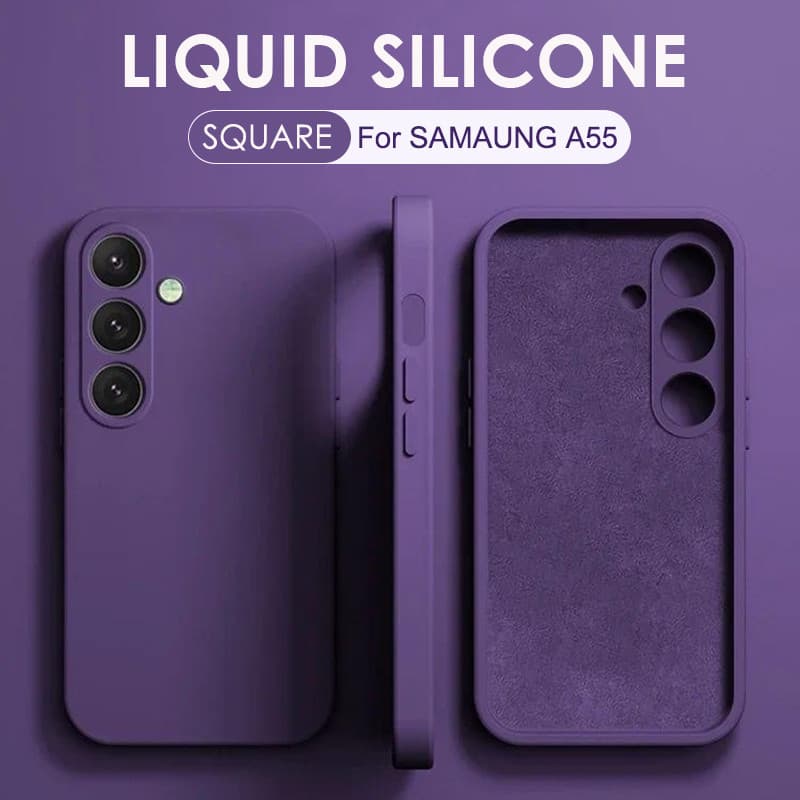 สําหรับ Samsung Galaxy A55 A35 A05 A05S A15 A25 A34 A54 หรูหราสแควร์ซิลิโคนเหลวเคสโทรศัพท์สีทึบกันกระแทกกันชนนุ่มฝาครอบ รูปที่ 1