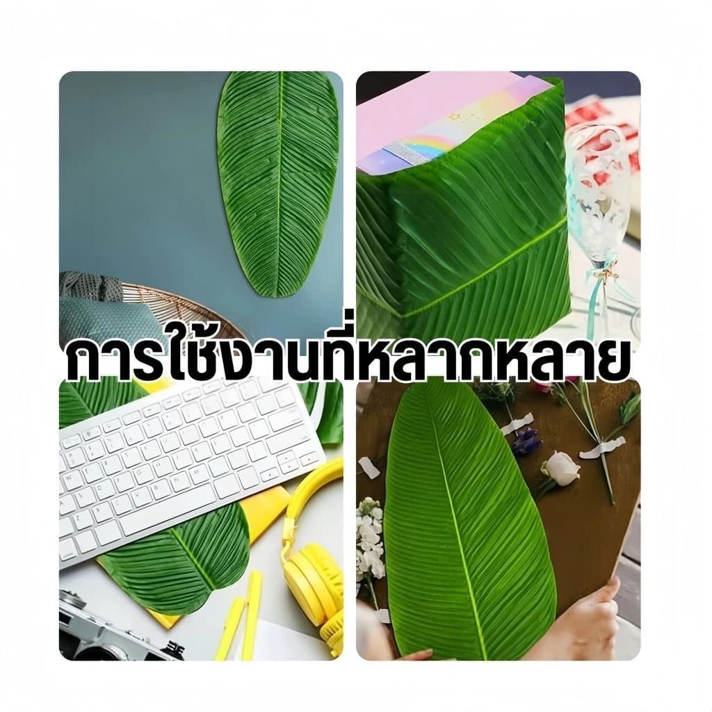 4 แถม 4ใบตอง 58 × 29 เซนติเมตร ใบตองปลอม ใบตองเทียม ใบกล้วย ใบกล้วยจำลอง รูปที่ 6