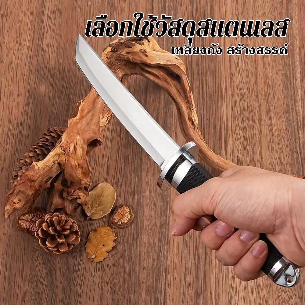 ดาบญี่ปุ่น มีดทรงคาตะนะ มีดหั่นแซลมอน คมชัด ด้ามไม้กันลื่น ใช้งานเอนกประสงค์ มีดทำครัวพกพา รูปที่ 5