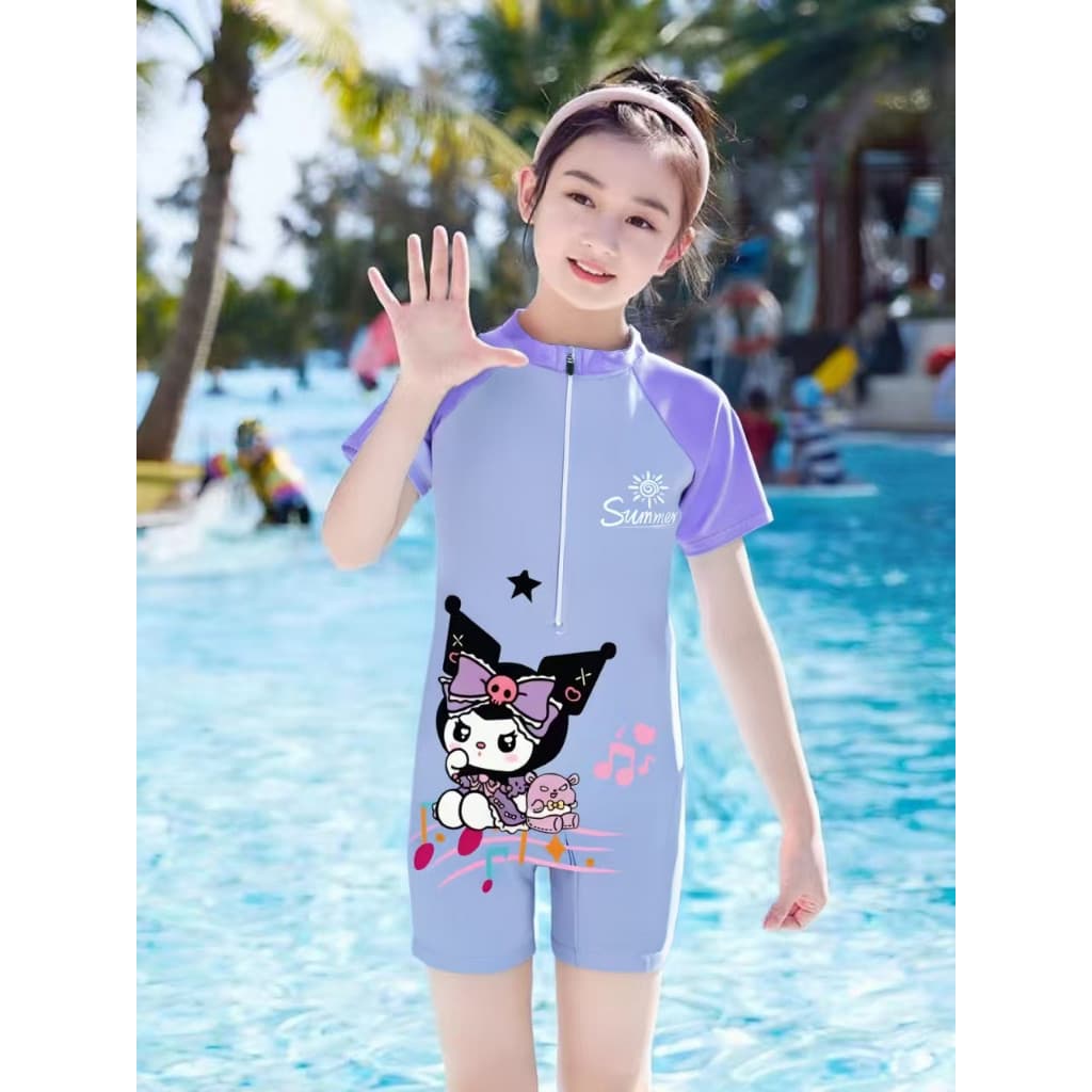 ชุดว่ายน้ำสุดน่ารักสำหรับเด็กอายุ 3-11 ปี แบบพิมพ์ลาย Kuku Melo ใหม่ ชุด Rashguard แขนสั้น/แขนยาว รูปที่ 9