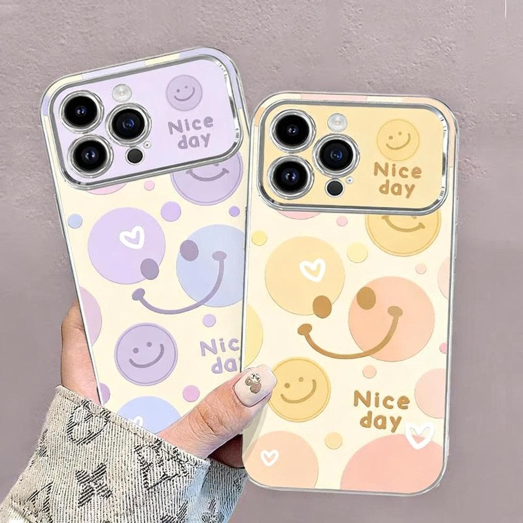 เคสโทรศัพท์ลายหน้ายิ้มเรียบง่าย ใช้ได้กับ iPhone11/12/13/14/15Pro/17Pro/16ProMax,X/MAX/XR,7/8P หน้าจอขนาดใหญ่คุณภาพสูง รูปที่ 1