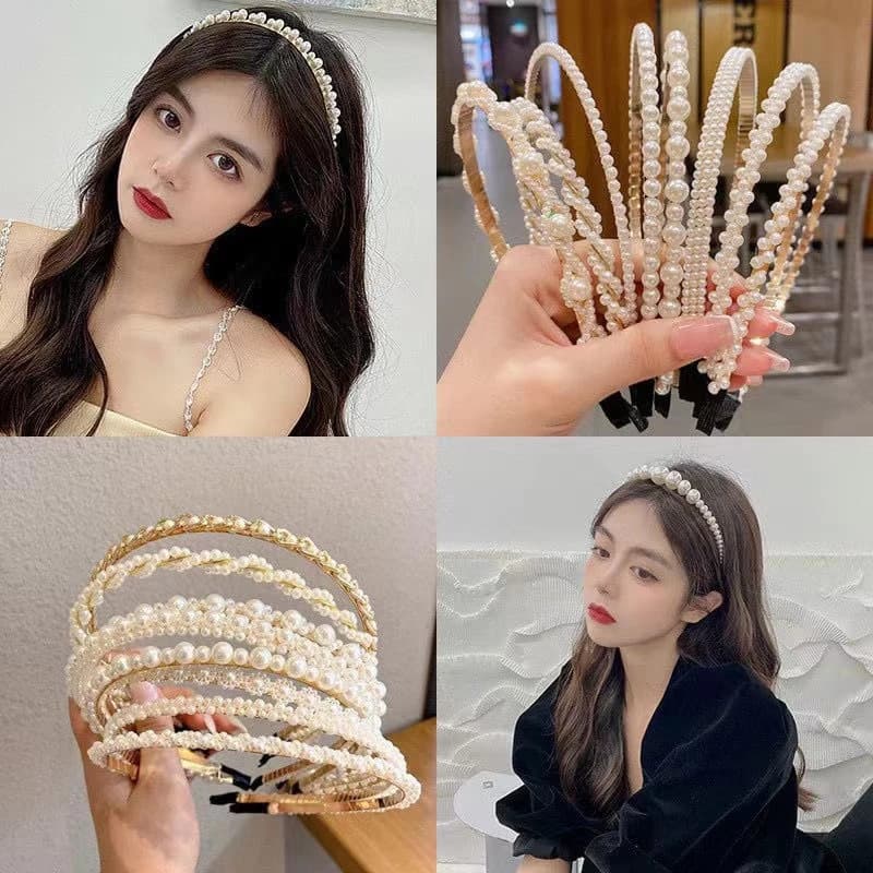 ที่คาดผมมุก ที่คาดผม ที่คาดศีรษะประดับมุกสไตล์เกาหลีเรียบง่ายสําหรับผู้หญิง รูปที่ 1