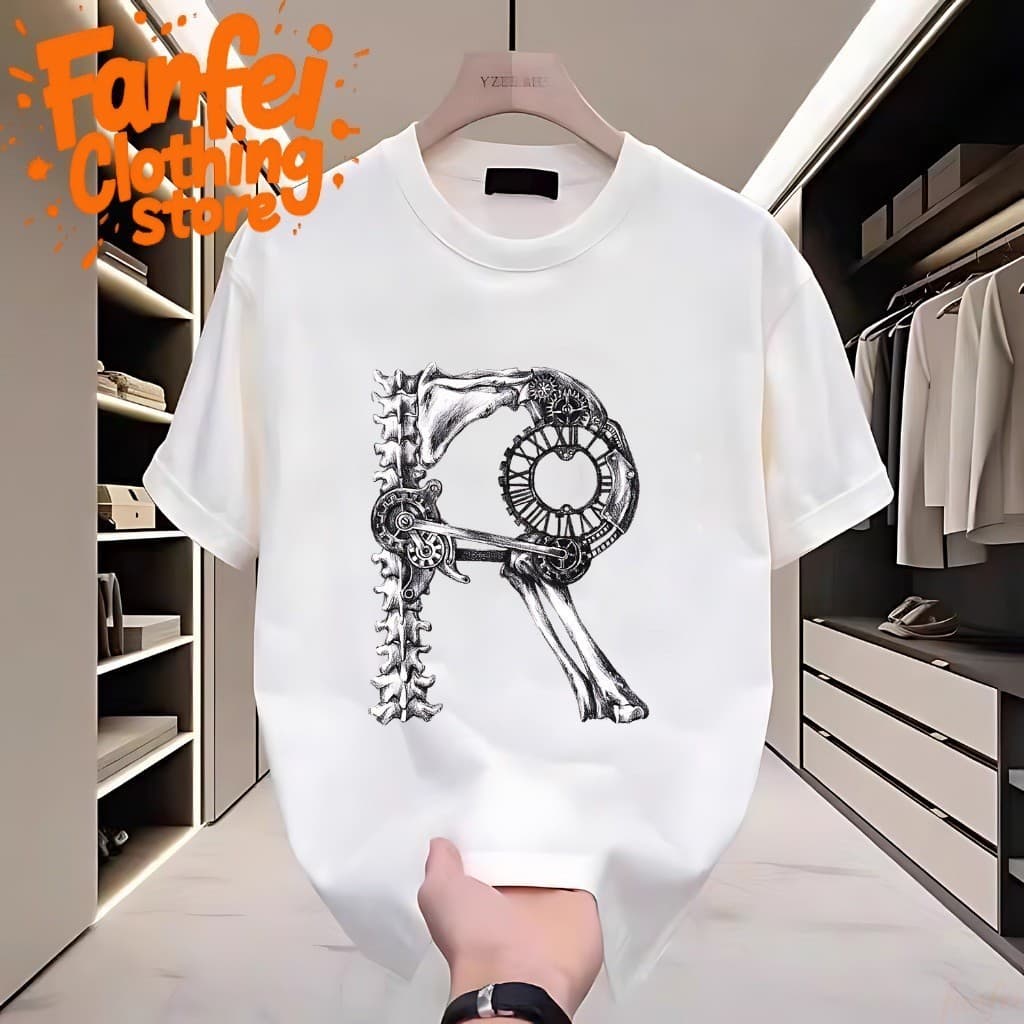 Fanfei เสื้อยืดผู้ชาย รูปแบบตัวอักษร "R" ส่วนบุคคล รูปที่ 6