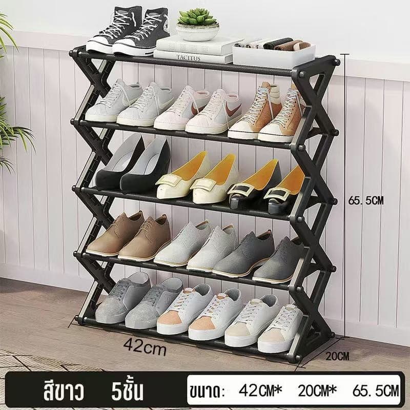 Aura Tee ชั้นวางรองเท้า 4 ชั้น ชั้นวางรองเท้า 5 ชั้น พร้อมฉากกั้นผ้าหนา ชั้นหนึ่งสามารถถอดออกเพื่อวางรองเท้าได้ รูปที่ 3