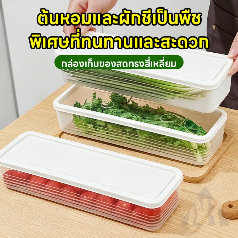 กล่องสดก๋วยเตี๋ยวพลาสติกถนอมอาหารกล่องปิดผนึกสี่เหลี่ยมผืนผ้าภาชนะผลไม้ตู้เย็นจัดเก็บครัวซัพพลา วัสดุ PP รูปที่ 6