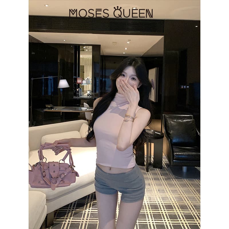 MOSESMQUIN ท้อปผู้หญิง คอเต่า แขนกุด สองด้านได้ นุ่ม สบาย และกระชับ เหมาะสำหรับสวมใส่ในทุกวันและโอกาสพิเศษ #63574 รูปที่ 8