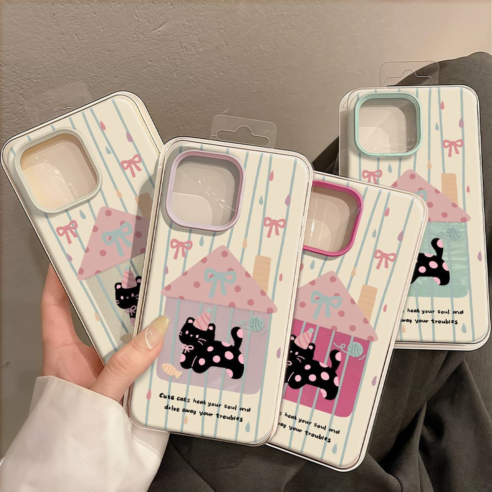 แมวโบว์ผีเสื้อ Silicone TPU เคสไอโฟน For iPhone 11 17 16 15 12 13 14 15 Pro Max 13 14 12 XR X XS Max 7 8 Plus เคสมือถือ รูปที่ 4