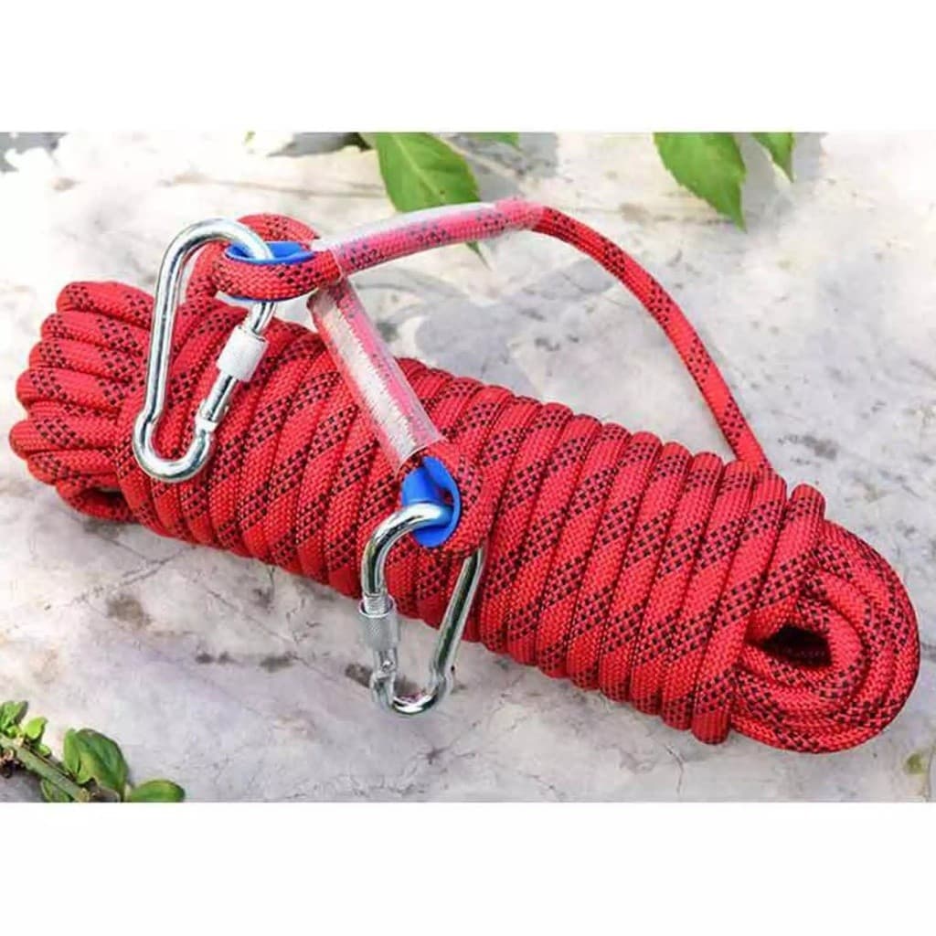 12mm*40m เชือกโรยตัว เชือกปีนเขา อุปกรณ์โรยตัว อุปกรณ์ปีนเขา Climbing Rope w/ Hook High Strength Emergency Safety Fire รูปที่ 8