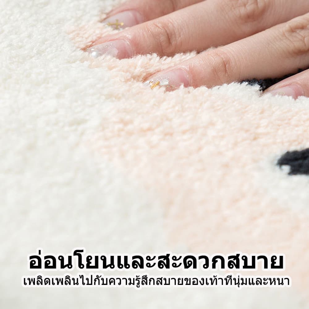 พรมห้องน้ำลายดอกไม้เรียบง่าย 40*60cm ดูดซับน้ำเร็ว ป้องกันลื่น เลียนแบบคริสตัลกำมะหยี่ รูปที่ 4