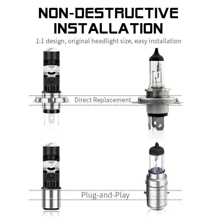 ไฟ LED P15D H6 พัดลมลำแสงสูง/ต่ำระบายความร้อน AC/DC 9 80V 28W 2500 Lumens 6000K สำหรับจักรยานไฟฟ้า 110ทรงลุงled รูปที่ 4