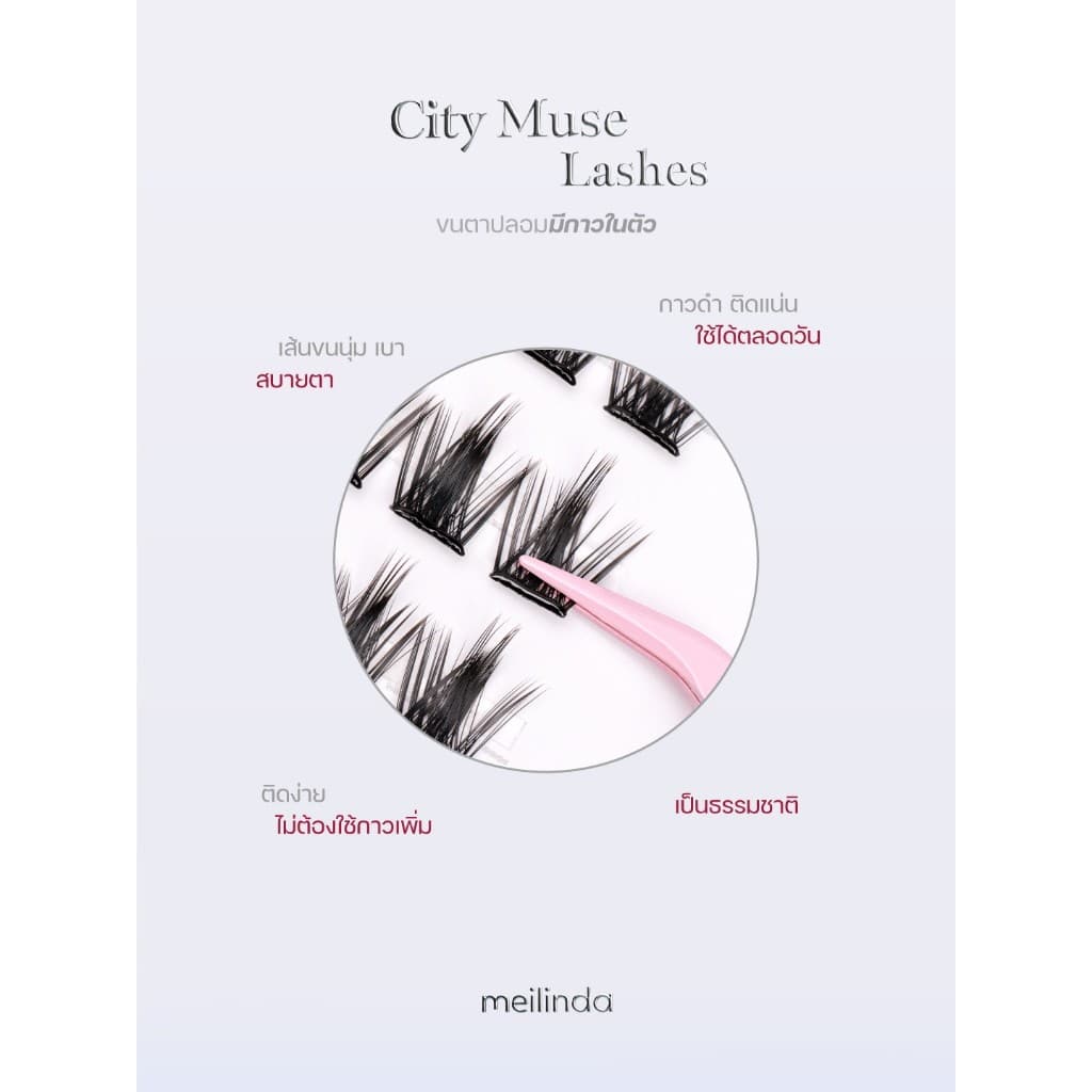Meilinda City Muse Lashes ขนตาช่อ ติดง่าย ลุคธรรมชาติ สายหวาน สายเกาหลี รูปที่ 3