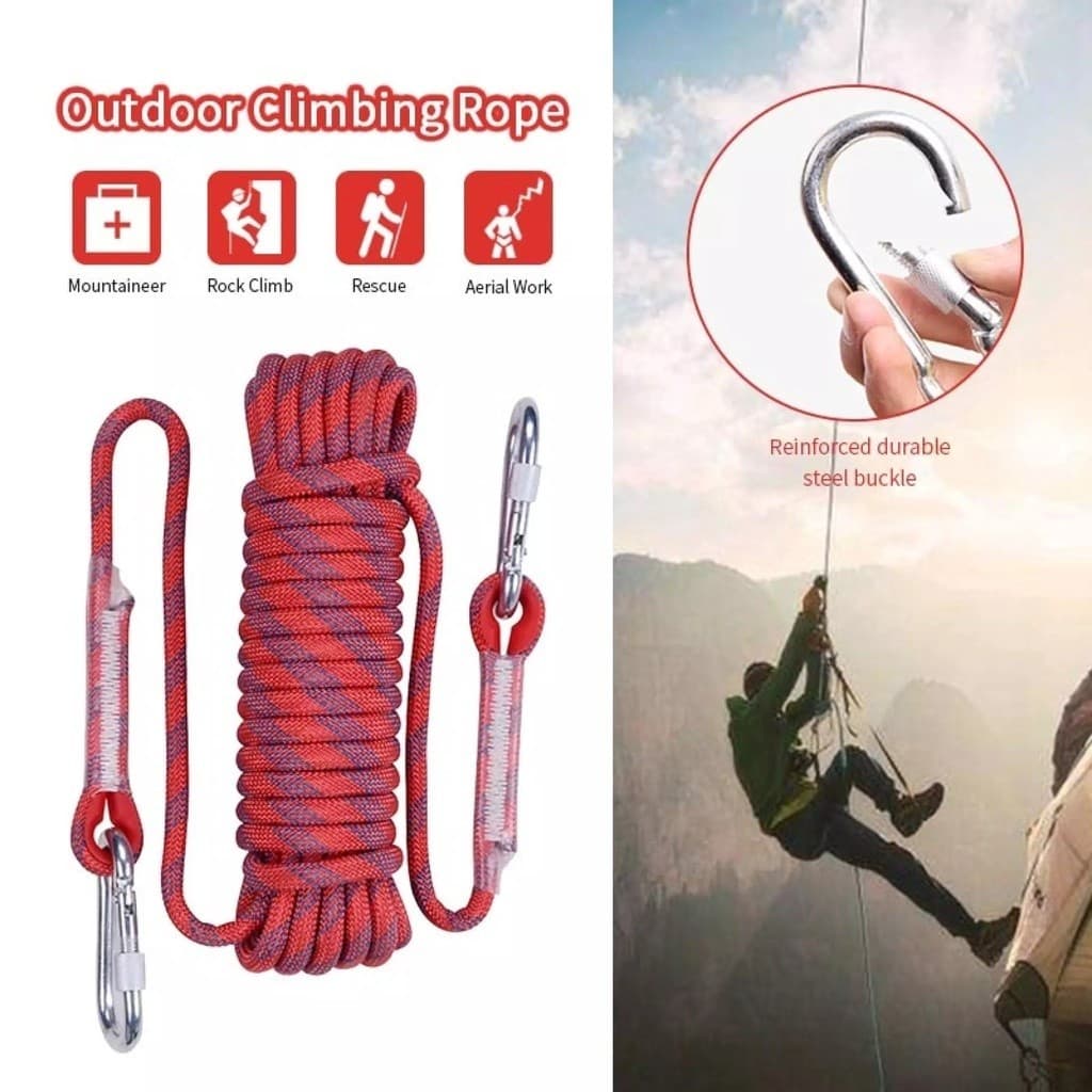 10m/40m เชือกโรยตัว เชือกปีนเขา อุปกรณ์ปีนเขา อุปกรณ์โรยตัว Climbing Rope w/ Hook High Strength Emergency Safety Fire รูปที่ 1