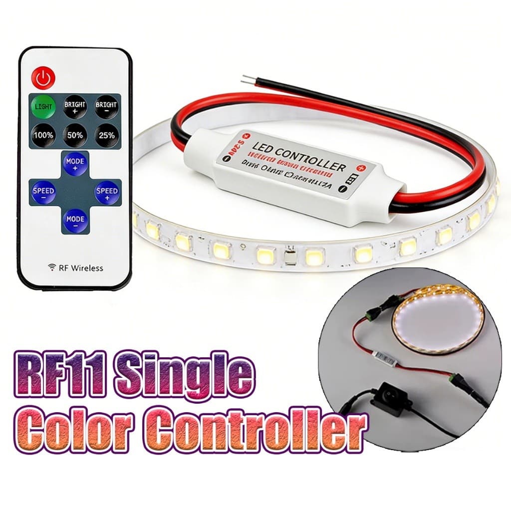 ร้านคนไทย！ RF11 12V รีโมทคอนโทรลไร้สาย Controller Dimmer หัวสองด้าน อุปกรณ์เสริม สําหรับ Mini LED Strip Light รูปที่ 5