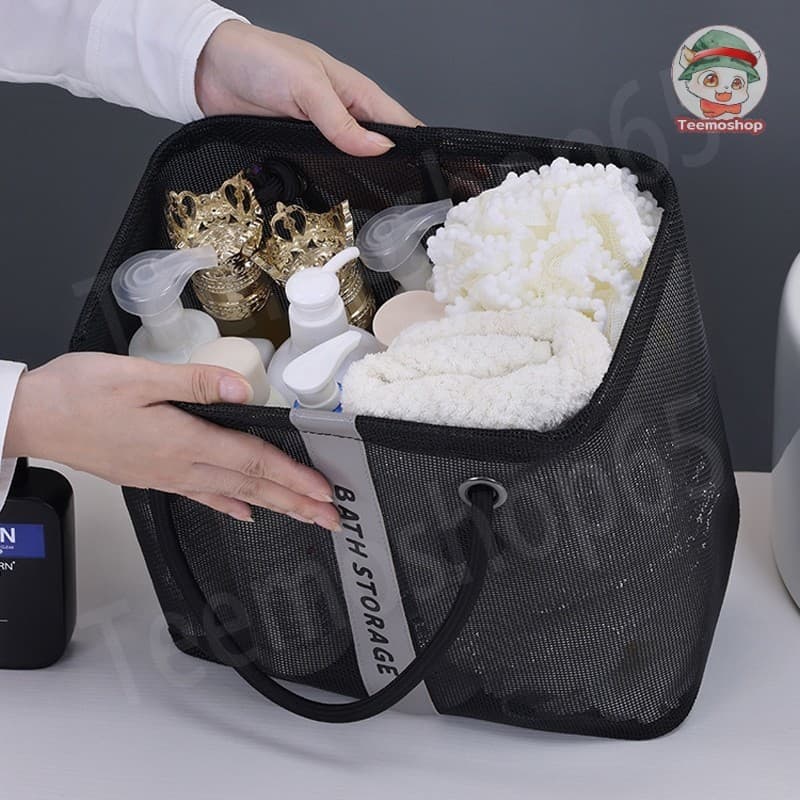 ตะกร้าจัดระเบียบห้องน้ำ ตาข่ายโปร่ง มีหูหิ้ว น้ำไม่ขัง แห้งเร็ว สำหรับของใช้ในห้องน้ำ รูปที่ 2