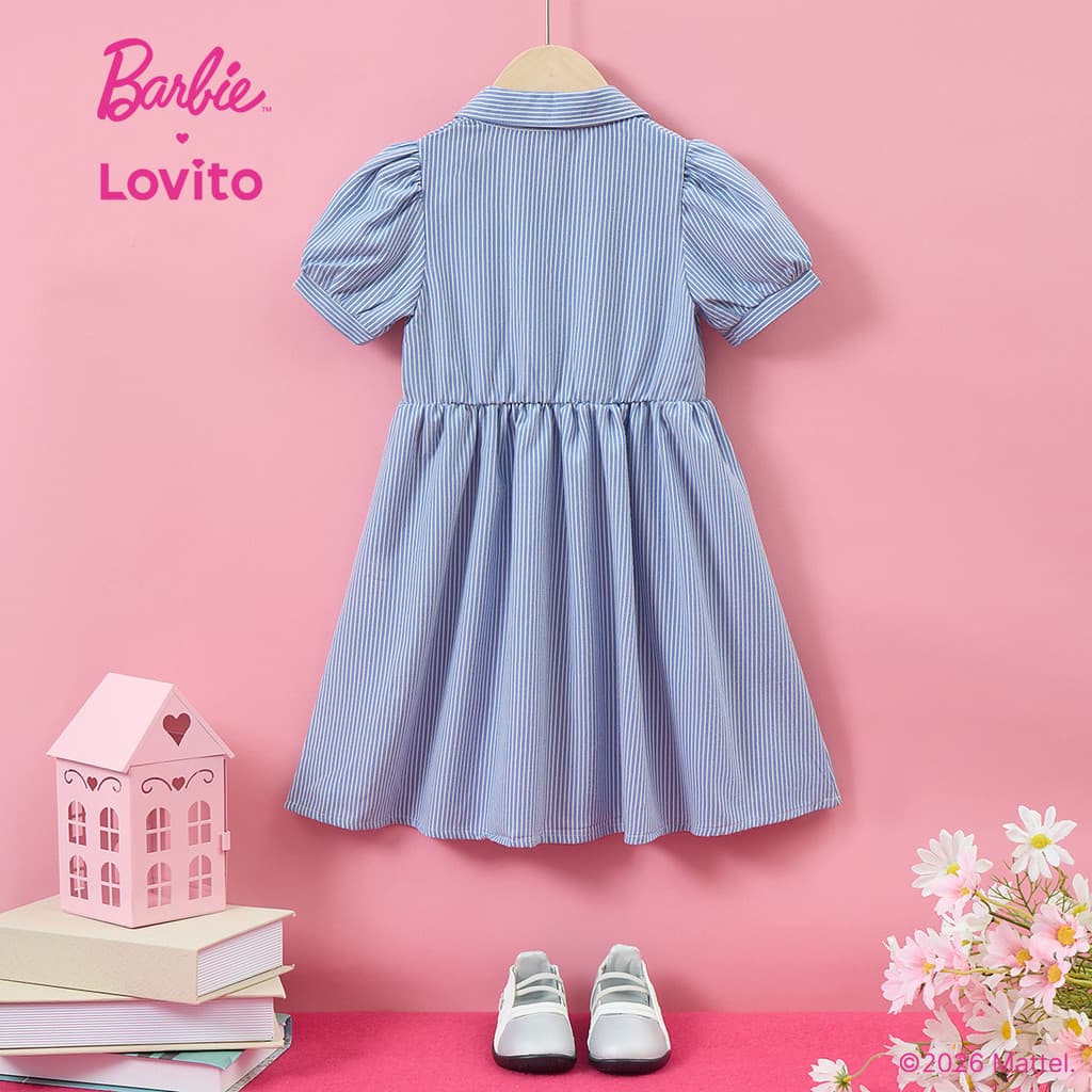 Barbie™ X Lovito Kids Elegant เดรสสีฟ้าสําหรับฤดูใบไม้ผลิ/ฤดูร้อนสําหรับเด็กผู้หญิง LB1AD006 รูปที่ 2