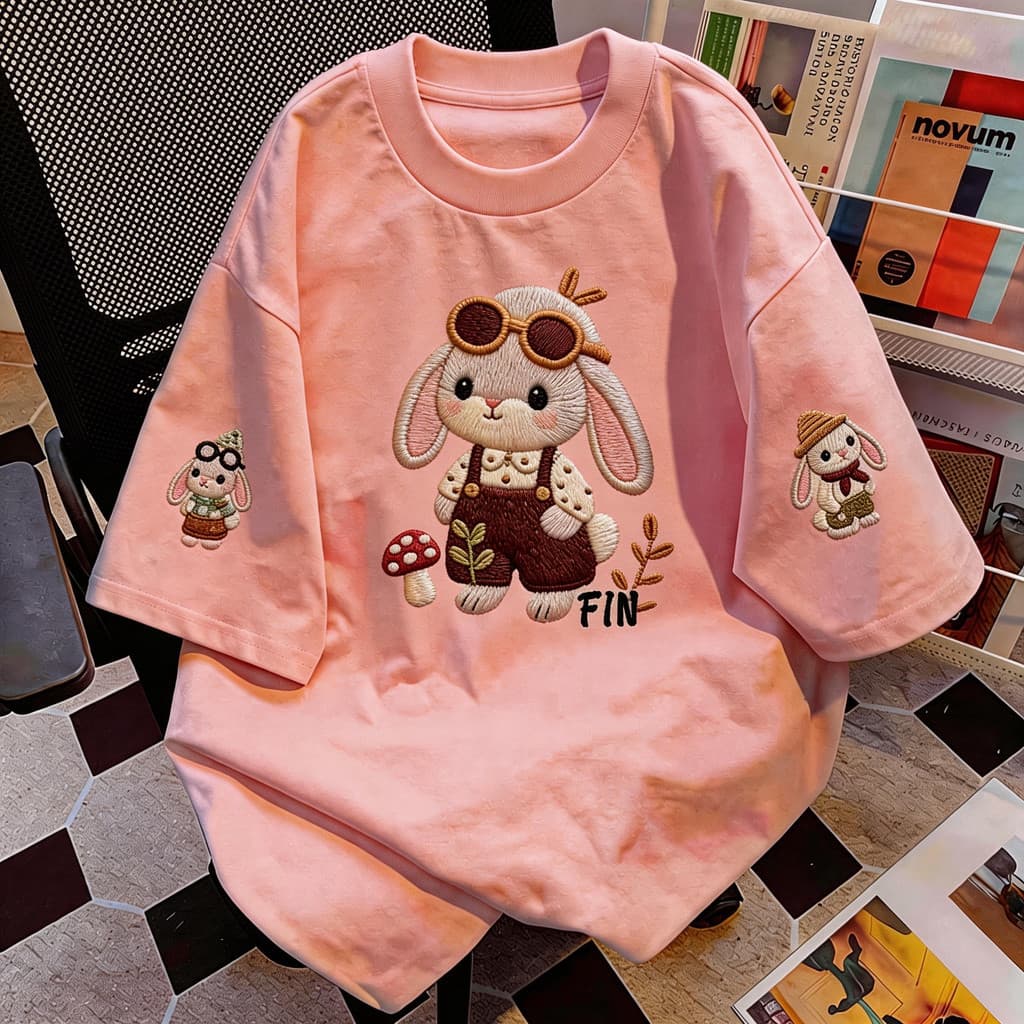 TEE·SHOPเสื้อยืด oversize เสื้อเท่ๆ เกาหลี "Rabbit2" ไม่หดตัว เสื้อแฟชั่นใ เกาหลีสไตล์ พิมพ์ลาย ผ้านิ่มใส่สบาย COD รูปที่ 2