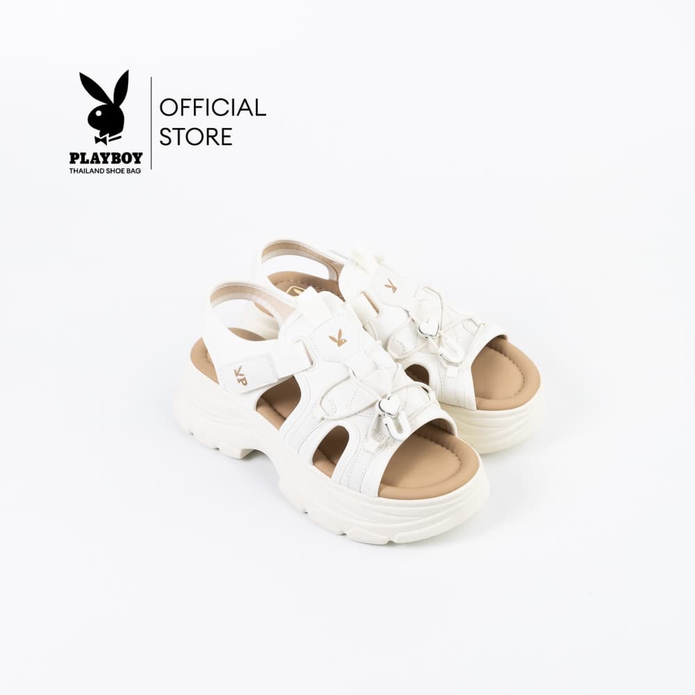 Playboy รุ่น Kady Slingback Sandals รองเท้าแตะรัดส้น รหัสST-H261C1244-WH ดีไซน์รัดส้นทรงส้นตึกสปอร์ต สีMilkky รูปที่ 1