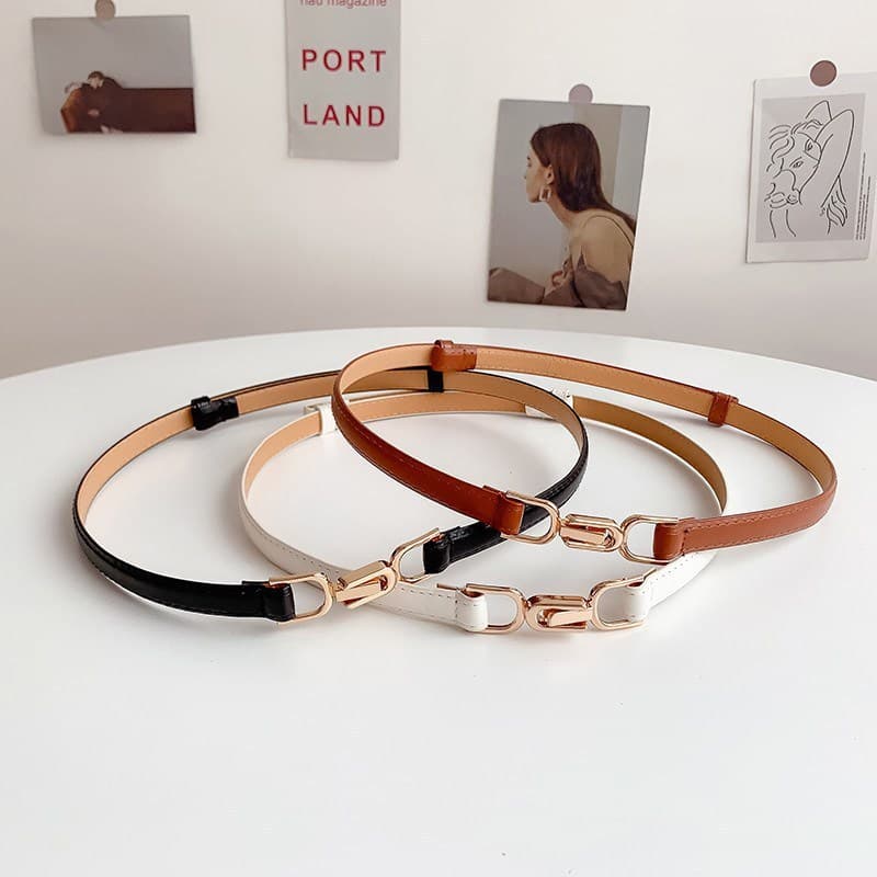 littlebee.shopA115.เข็มขัดแฟชั่นสไตล์เกาหลี เข็มขัดเส้นบางผู้หญิงหนังวัวนุ่มคุณภาพสูง เครื่องประดับ รูปที่ 9