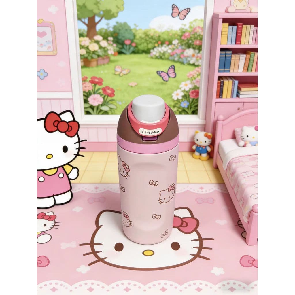 Hello Kitty x Owala FreeSip 16oz ขวดน้ําสแตนเลสรุ่น Limited Edition – แก้วน้ํากันรั่วพร้อมหลอดในตัว, ฉนวนติดผนังสองชั้นสําหรับเล่นกีฬา, โรงเรียนและการเดินทาง, ปลอดสาร BPA รูปที่ 7