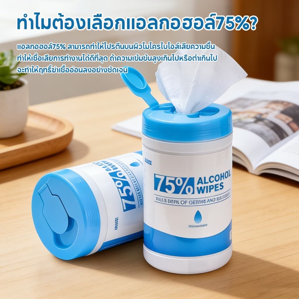ทิชชู่แอลกฮอล์75% ยับยั้งแบคทีเรีย99% Alcohol wipes ขนาดพกพา ไม่ระคายเคืองผิวทิชชูเปียกเช็ด พกพาสะดวก รูปที่ 5