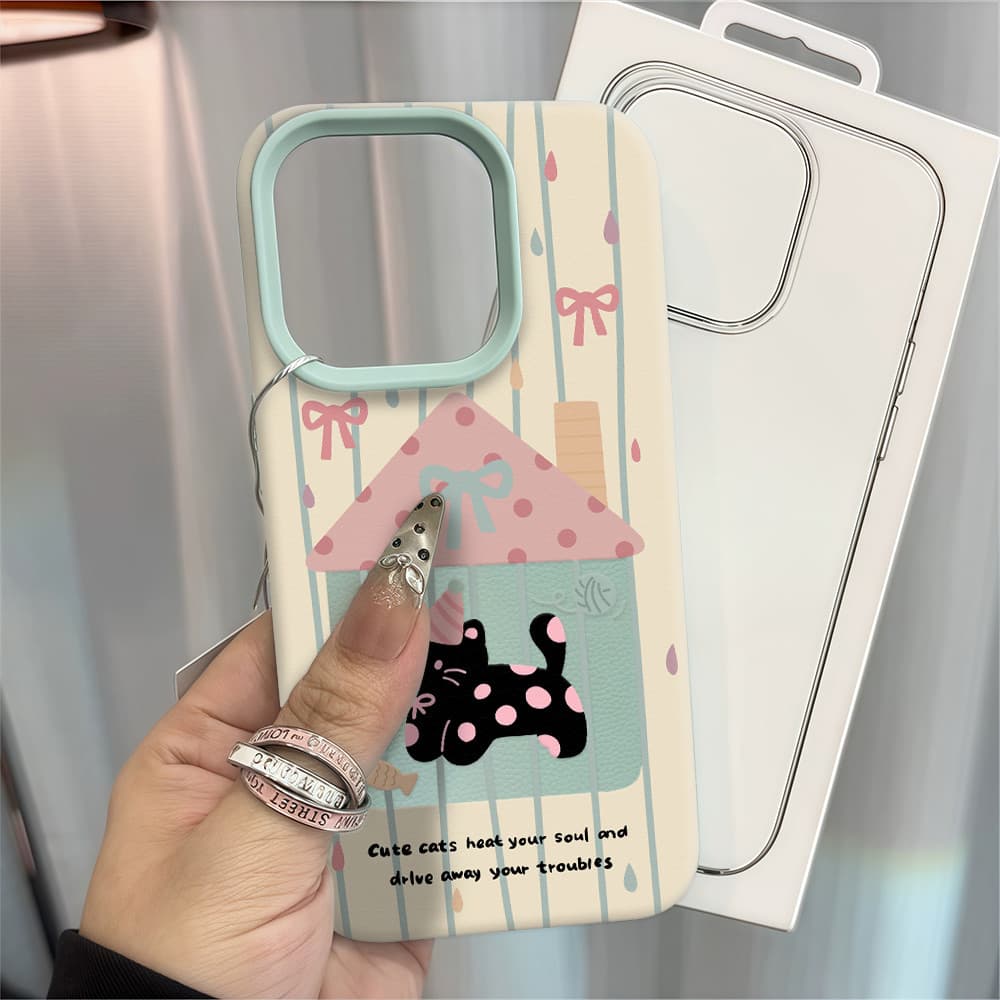 แมวโบว์ผีเสื้อ Silicone TPU เคสไอโฟน For iPhone 11 17 16 15 12 13 14 15 Pro Max 13 14 12 XR X XS Max 7 8 Plus เคสมือถือ รูปที่ 2