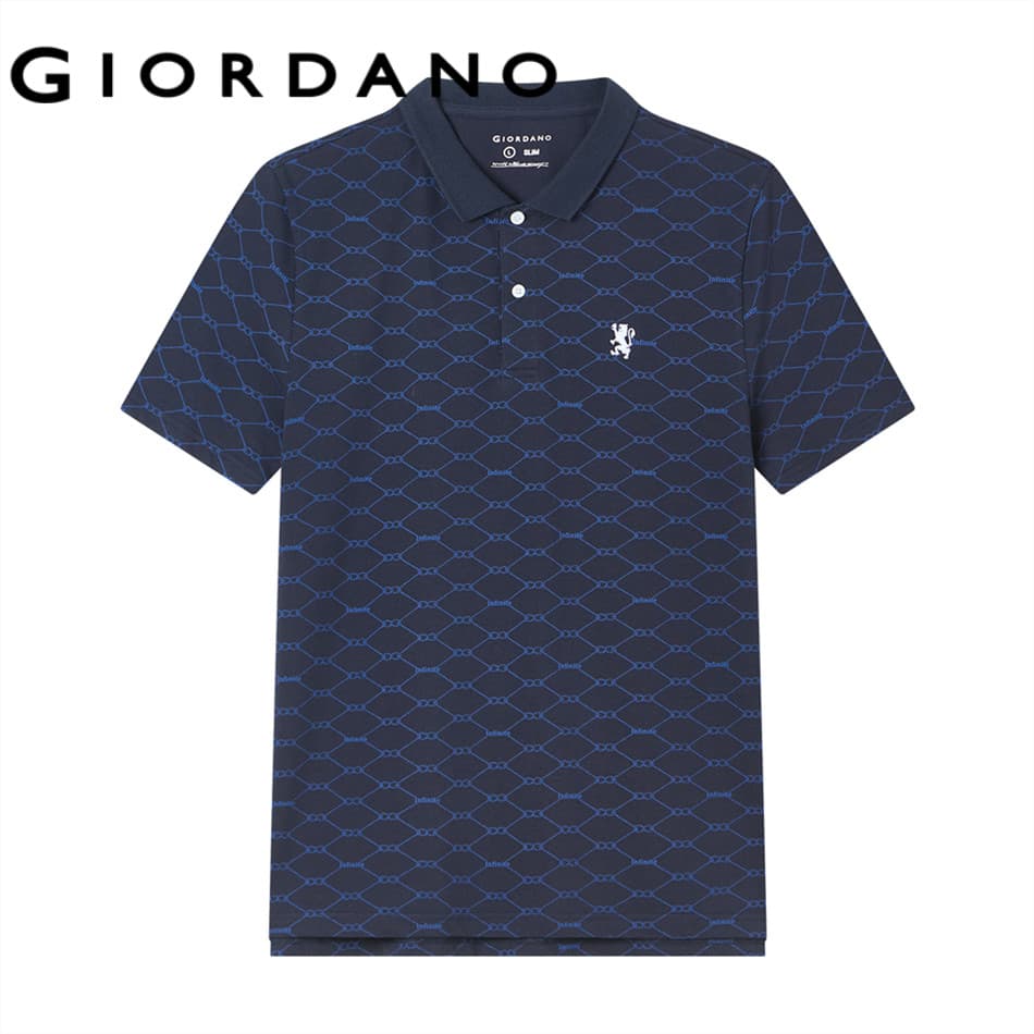 GIORDANO เสื้อโปโลผู้ชาย Men's Lion Slim All Over Printed Polo 01016204 รูปที่ 4