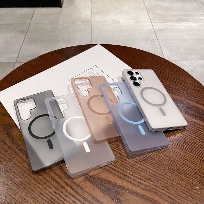 เคสป้องกันแม่เหล็กเคลือบด้านบางพิเศษ S25 Ultra เหมาะสําหรับ Samsung Galaxy S26 S25 S24 S23 S22 Ultra Plus FE พร้อมเคสแข็งพีซีเนื้อโปร่งใสป้องกันสีเหลือง รูปที่ 2