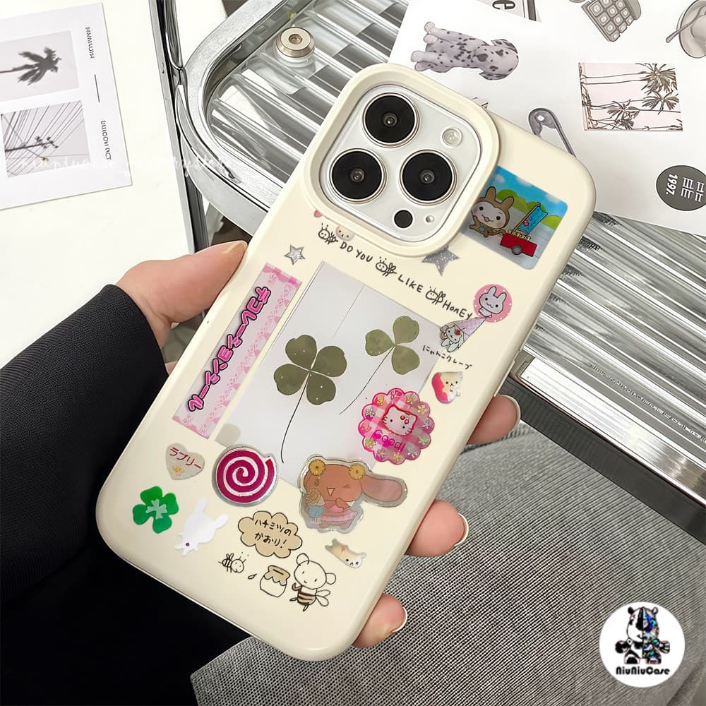 การ์ตูนโคลเวอร์โชคดี Case เคสไอโฟน For iPhone 11 17 16 15 12 13 14 15 Pro Max XR X XS Max 7 8 16 Plus เคสมือถือ สีพื้น รูปที่ 5