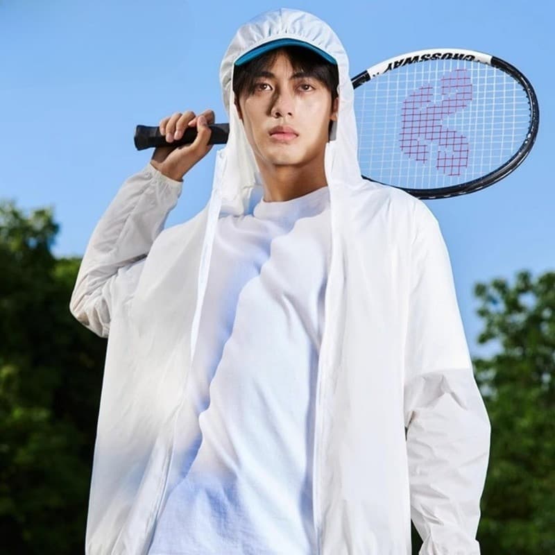 YOOSTRY เสื้อกีฬา กันแดด UPF50+ ผ้าไอซ์ซิลค์ เย็นสบาย กันยูวี ทรงฮู้ด ไซส์ใหญ่ M-4XL รูปที่ 6