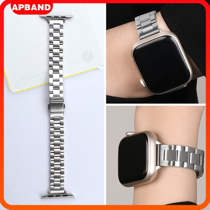 สายนาฬิกาโลหะบางสแตนเลส for Smartwatch Iwatch Apple Watch Ultra SE 3 2 Series 11 10 9 8 7 6 49 46 45 44 42 40 38mm รูปที่ 1