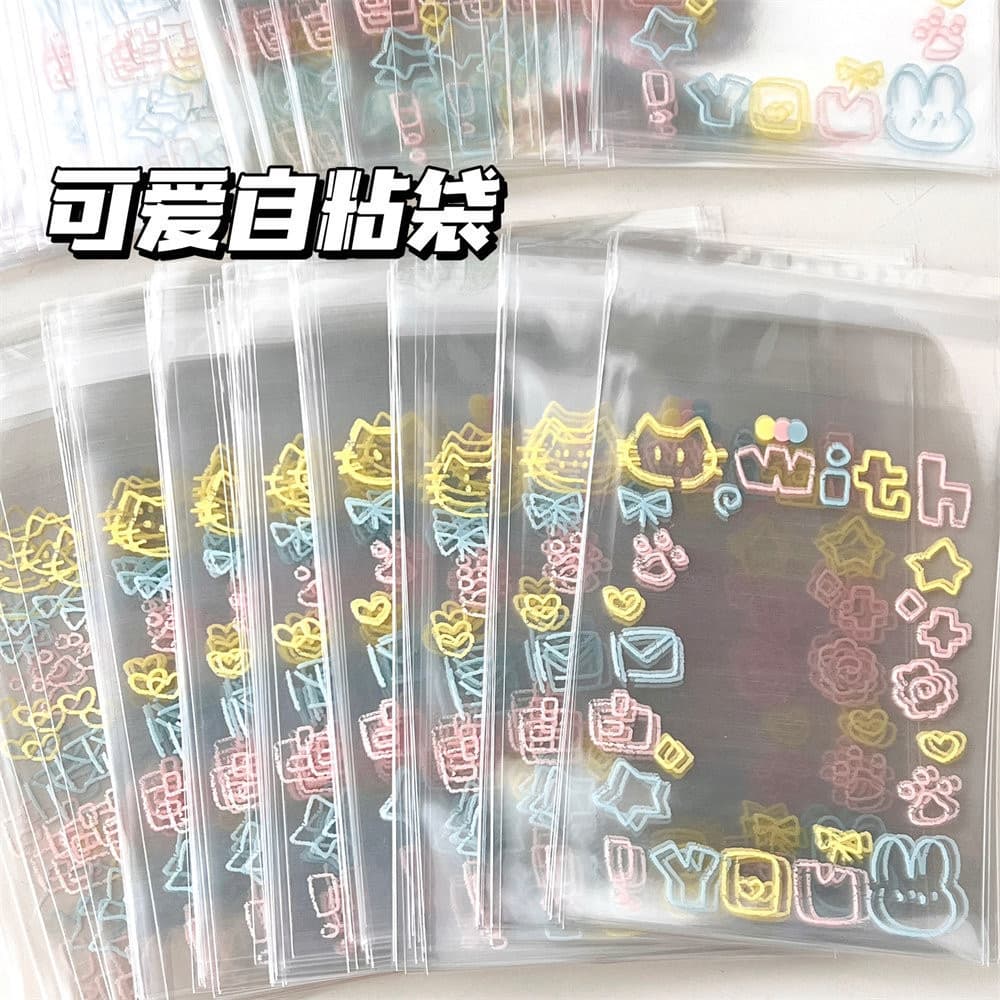COZII ถุงซีลเก็บการ์ดไอดอล 100ชิ้น ลายแมวน่ารัก โปร่งใส กันน้ำ กันฝุ่น กันรอย ซองใส่โฟโต้การ์ด การ์ดสะสม 8x10+3ซม รูปที่ 3