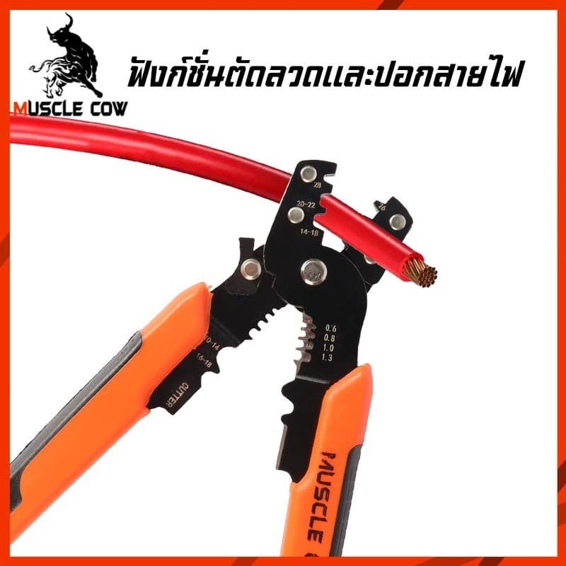 MUSCLE COW คีมตัด ปอก ย้ำ สายไฟ 8 นิ้ว คีมเฉพาะทางสำหรับตัด ปอก และย้ำหางปลา Wire strippers รูปที่ 3