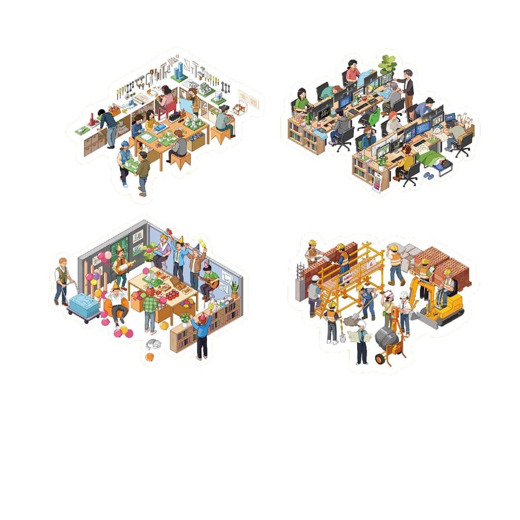 Idako 6 ชิ้นรุ่นขนาดใหญ่สุดพับ A3 อาคาร Street View Office City SS876 รูปที่ 5