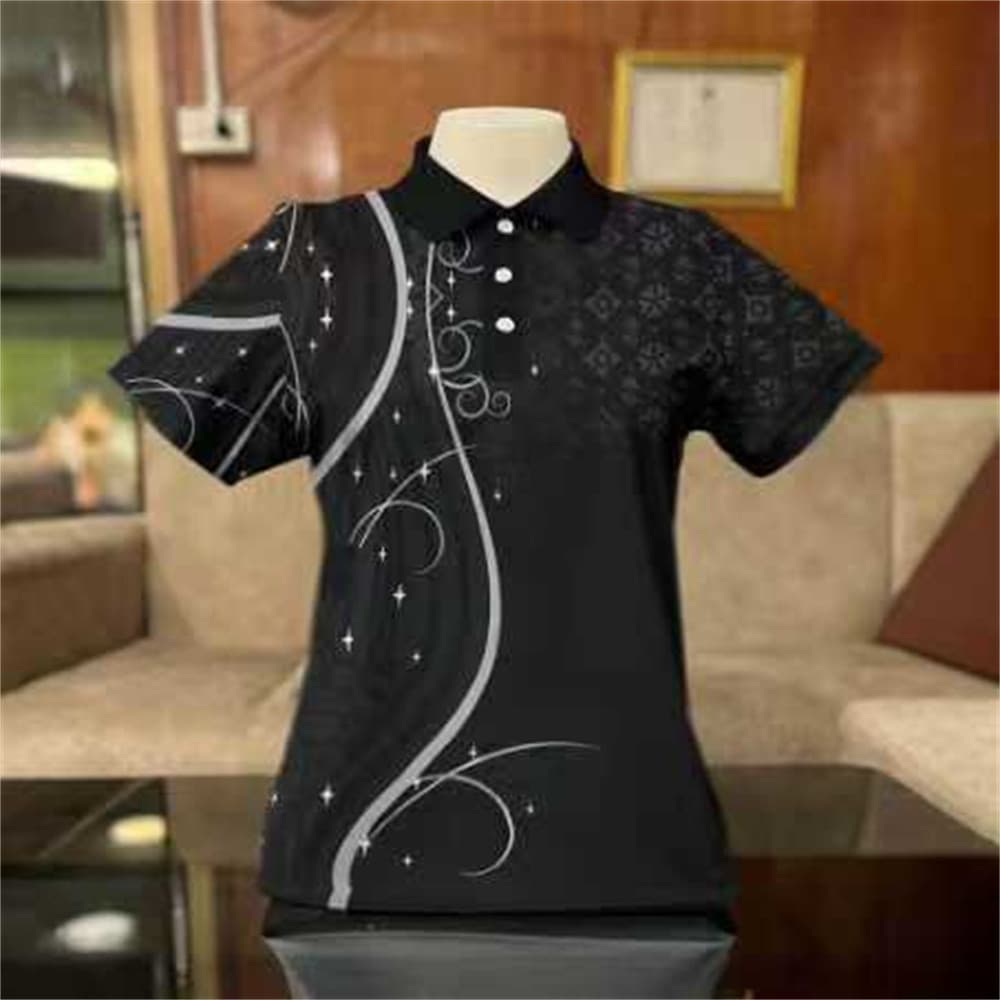 เสื้อโปโลสีดำ เสื้อโปโล unisex ลายไทย แขนสั้น เสื้อเชิ้ตทรงเข้ารูปสำหรับใส่ในชีวิตประจำวัน รูปที่ 6