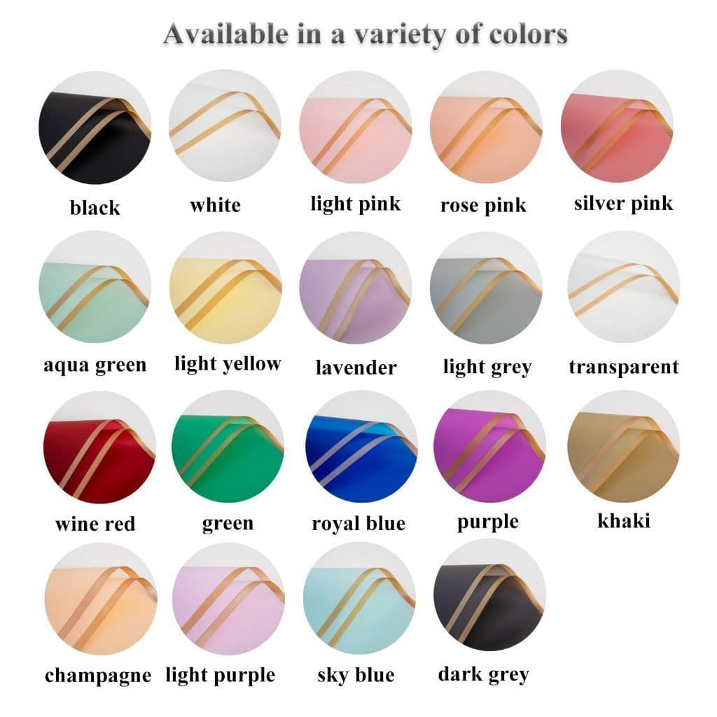 10 ชิ้น กระดาษห่อดอกไม้ขอบทองแท้ สีเจลลี่เนื้อด้าน ใช้ห่อช่อบูชาพระ/ของขวัญหรู/ตกแต่งคาเฟ่ กันน้ำเบื้องต้น ไม่ซีดจาง รูปที่ 9