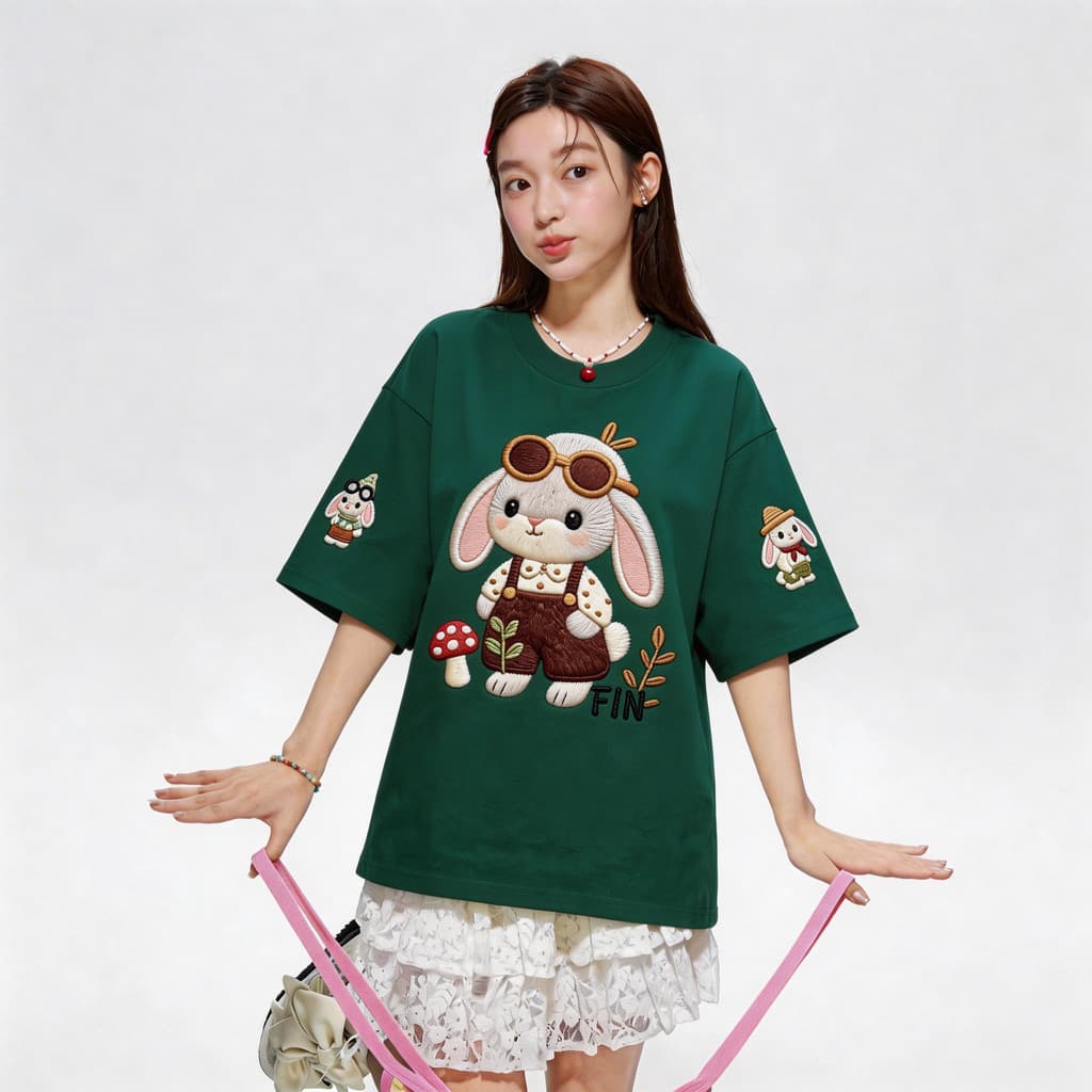 TEE·SHOPเสื้อยืด oversize เสื้อเท่ๆ เกาหลี "Rabbit2" ไม่หดตัว เสื้อแฟชั่นใ เกาหลีสไตล์ พิมพ์ลาย ผ้านิ่มใส่สบาย COD รูปที่ 7