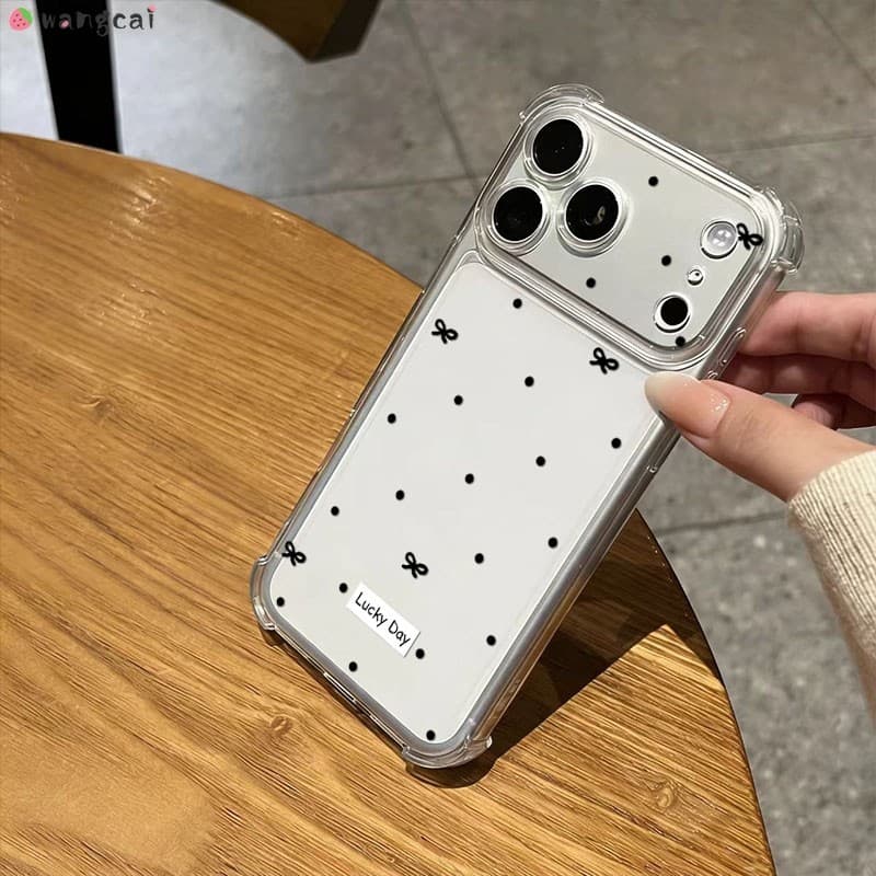 สําหรับ OPPO Reno 15 15C 15F 14F 14 ProMax Mini ค้นหา X9 X9S X8S X8 Pro Ultra Plus 5G 4G เคสโทรศัพท์สีดํา Polka Dot Bow Bowknot โปร่งใส Anti Fall Soft ปลอกกรณีฝาครอบ รูปที่ 3