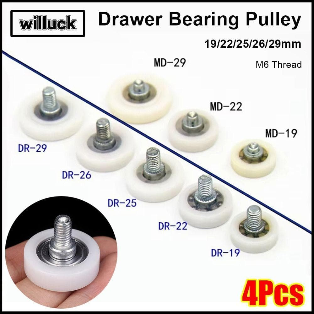 WILLUCK 1 ชิ้นตู้ย้ายล้อ,ไนลอนโลหะ M6 ด้ายภายนอกลิ้นชักแบริ่งรอก,ทนทานแบนพร้อมสกรูประตูบานเลื่อนลูกกลิ้งหน้าต่างติดตามอุปกรณ์เสริม รูปที่ 1