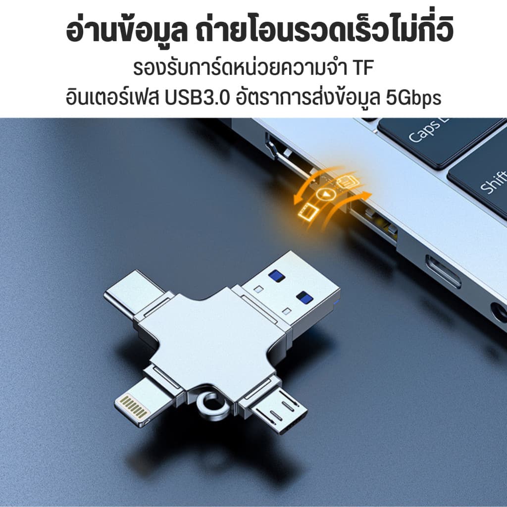 3in1 USB 3.0 OTG Card Reader สมาร์ทโฟน รองรับทุกรุ่น iphone ipad ios samsung vivo oppo huawei รูปที่ 4